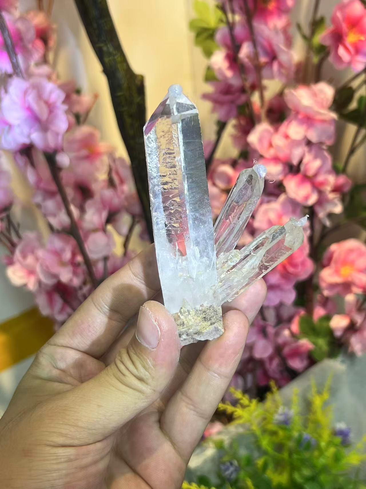 A00009 AA RARE Glassy Lemurian Quartz Cluster from Columbia, Self Standing Crystal Points