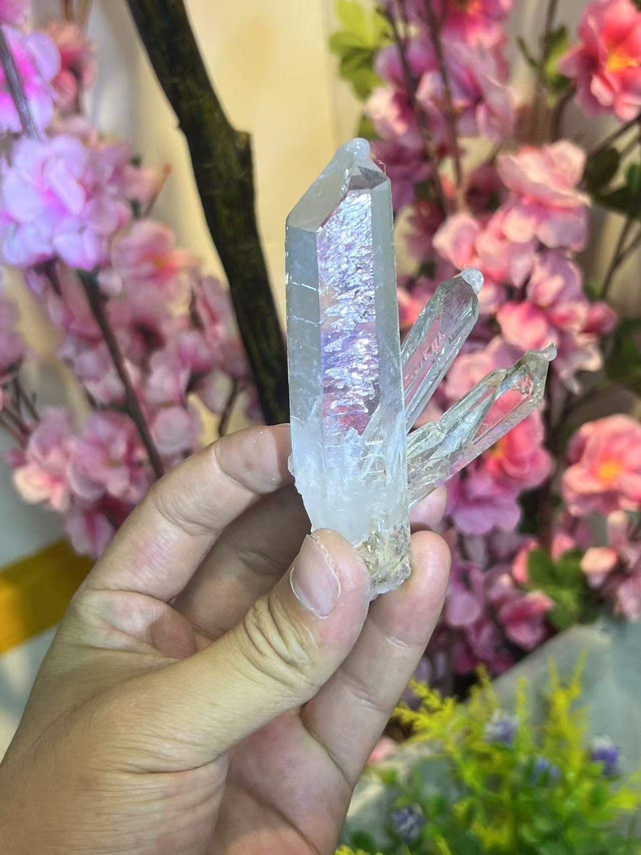 A00009 AA RARE Glassy Lemurian Quartz Cluster from Columbia, Self Standing Crystal Points
