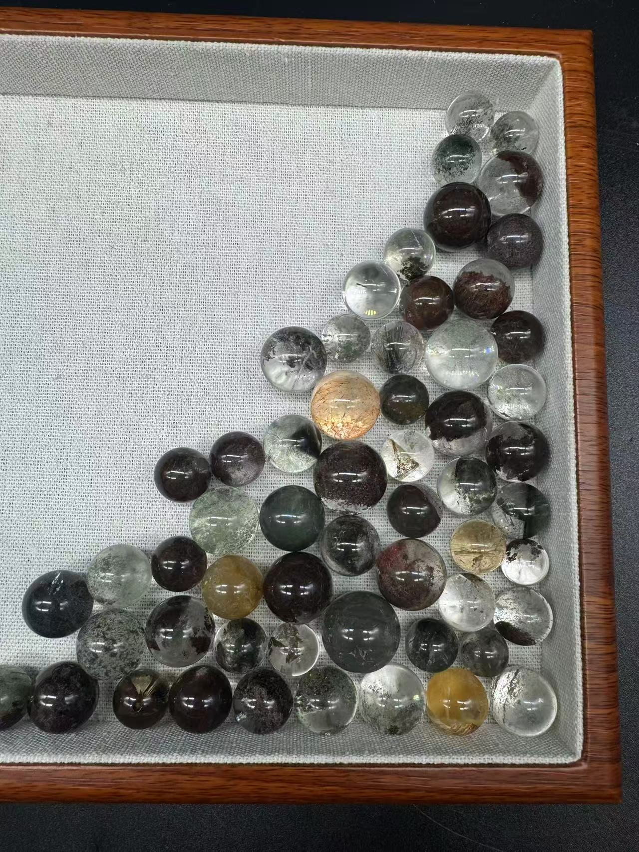 A00036 super higher quality handpick garden quartz/golden rutail/black rutalied sphere bead