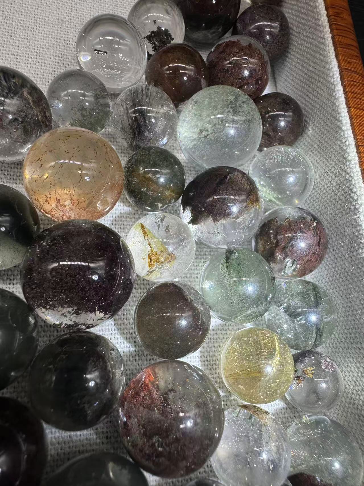 A00036 super higher quality handpick garden quartz/golden rutail/black rutalied sphere bead
