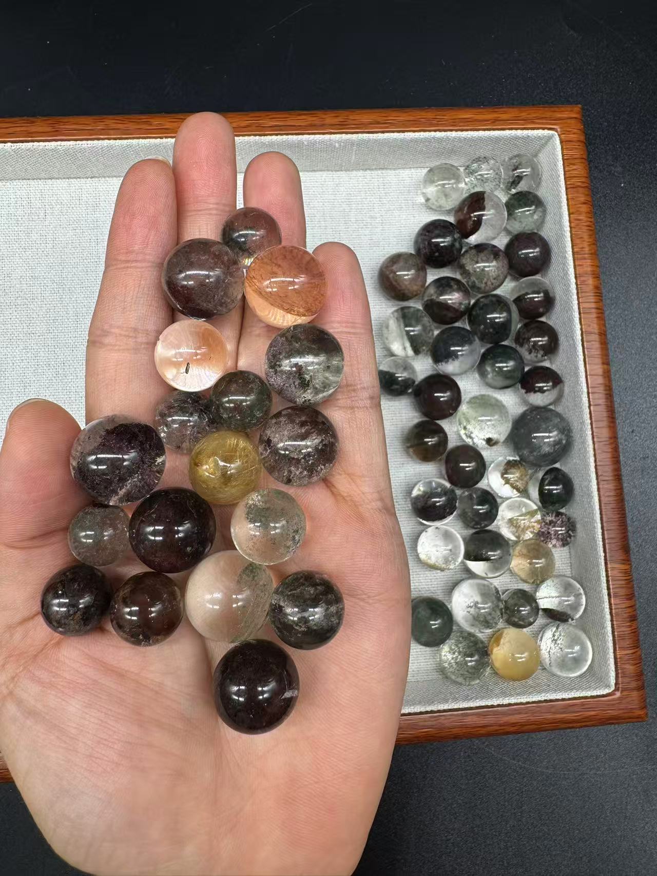 A00036 super higher quality handpick garden quartz/golden rutail/black rutalied sphere bead
