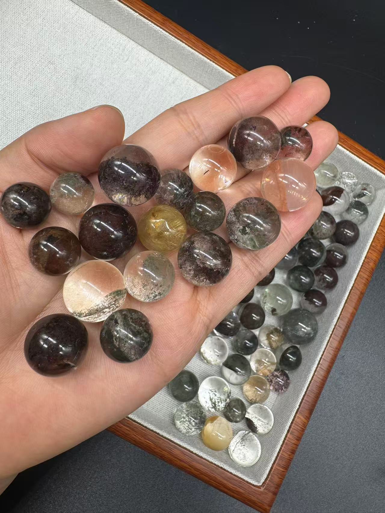 A00036 super higher quality handpick garden quartz/golden rutail/black rutalied sphere bead