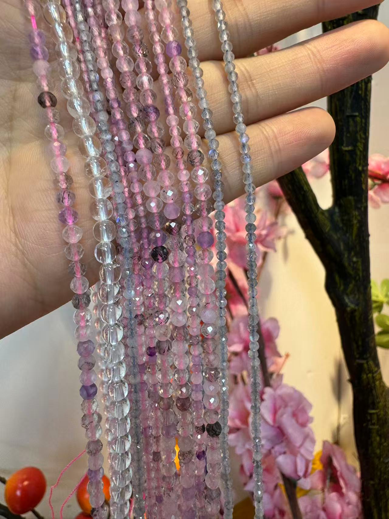 A00045 cleaning sale super 7 / labradorite / AA clear quartz mini beads diy bracelet (only 12pcs)