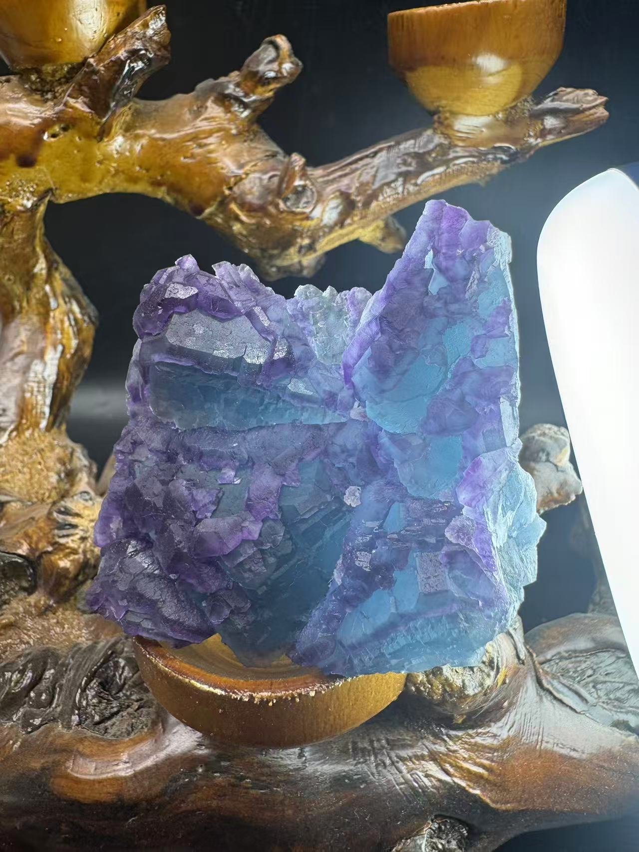 A00066 CUBE layer castle shape purple blue fluorite