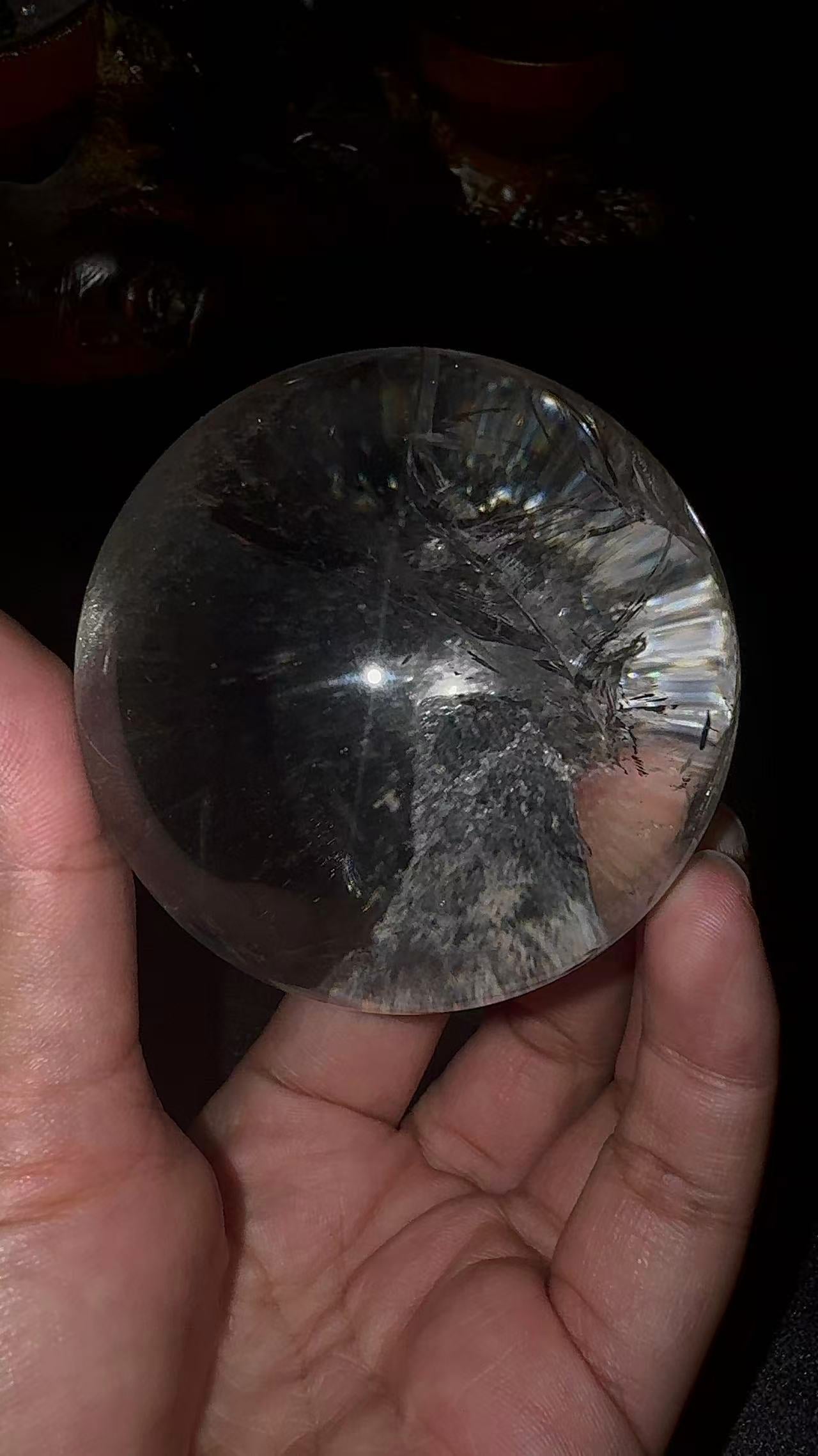 A00067 rare shiny mica plate(lapidoplite) mixed clear quartz sphere