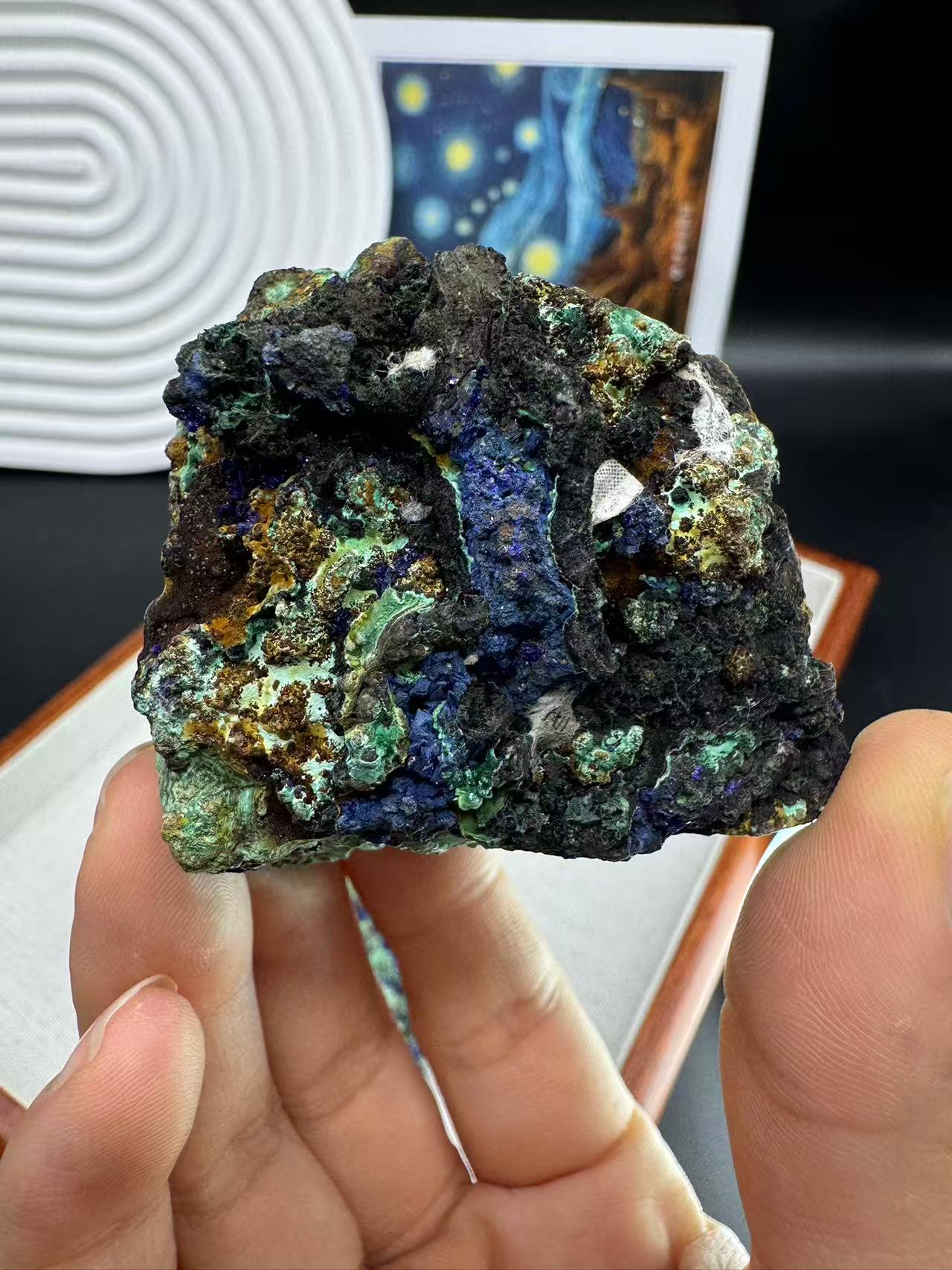 A00075 HIGHER QUALITY blue azurite mixed malachite specimen