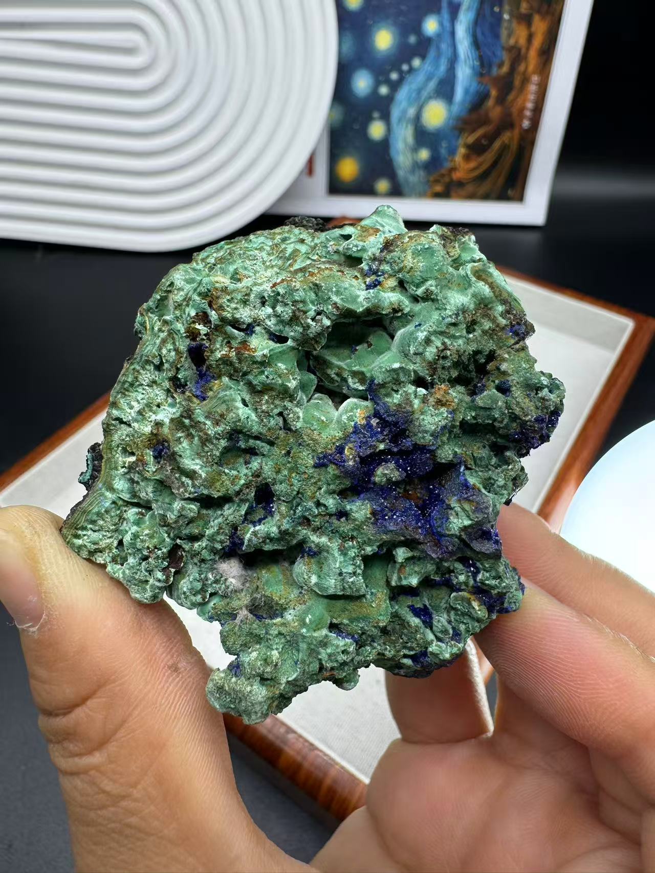 A00075 HIGHER QUALITY blue azurite mixed malachite specimen