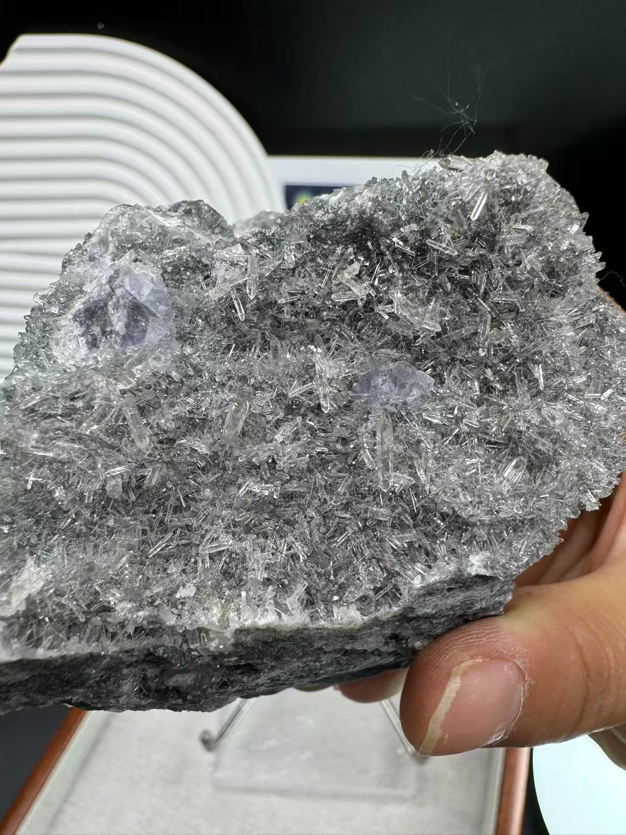A00077 sparkly blue fluorite cluster specimen