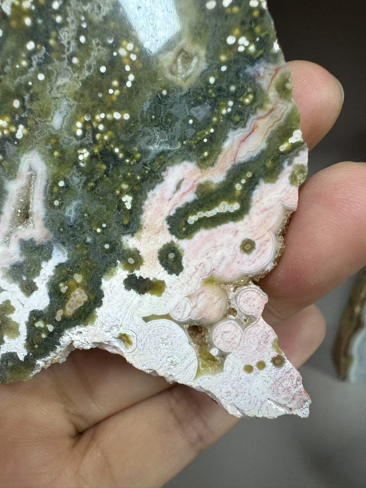 A00133 rare beautiful pin grenn 8th-ocean jasper slab