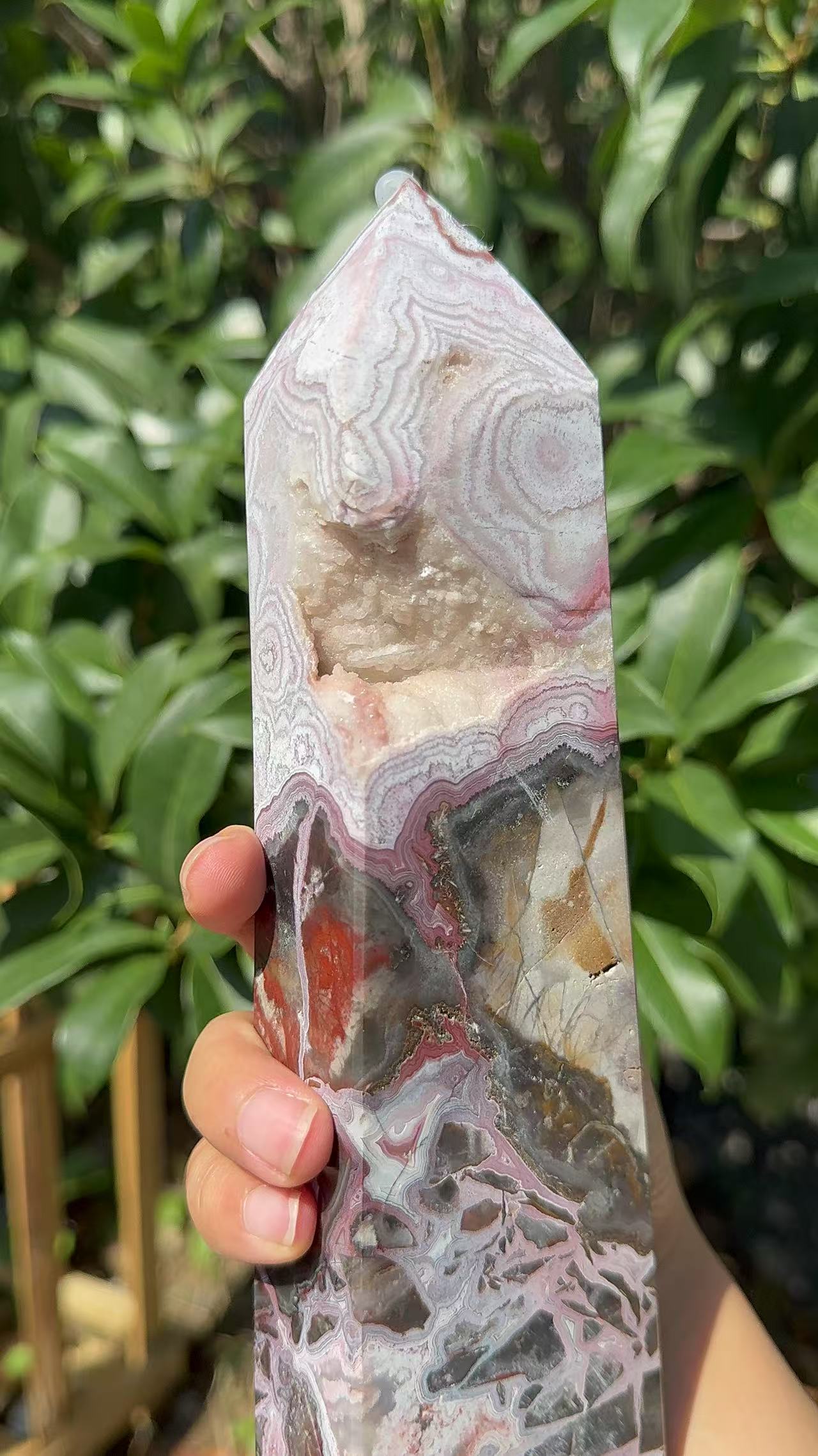 A00142 rare gorgeous druzy mexico agate tower XL