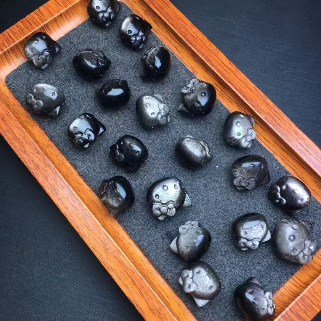A00145 silver obsidian hello kt caving