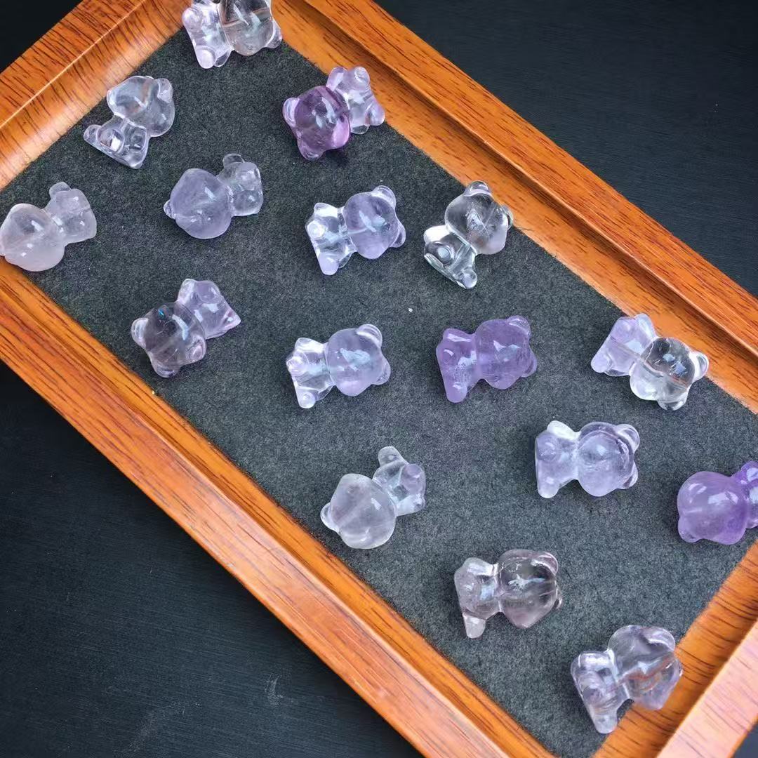 A00154 higher quality amethyst bear carving