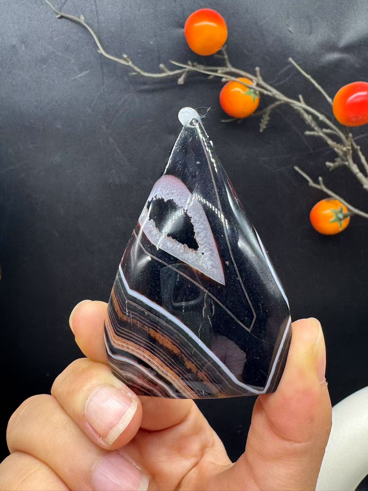 A00167 pretty onyx carnelian agate teardrop freeform good decoration