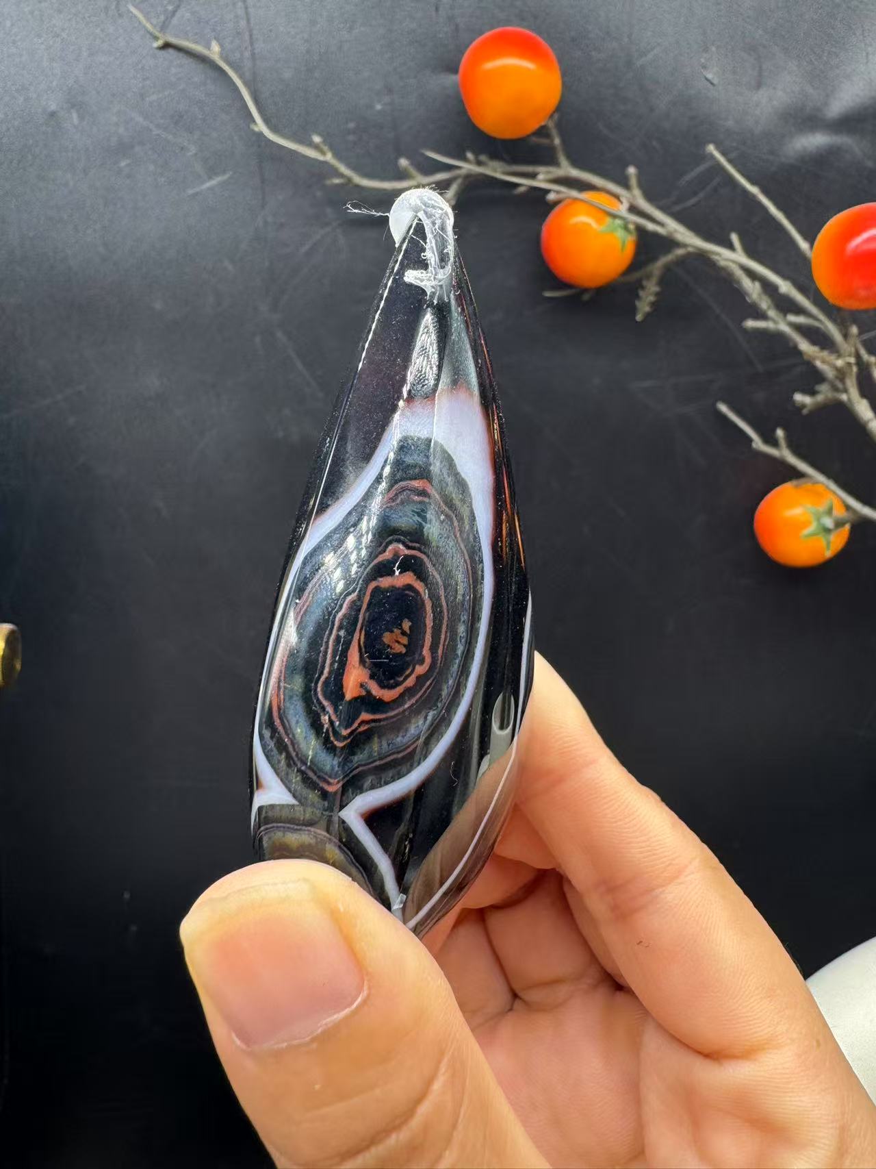 A00167 pretty onyx carnelian agate teardrop freeform good decoration