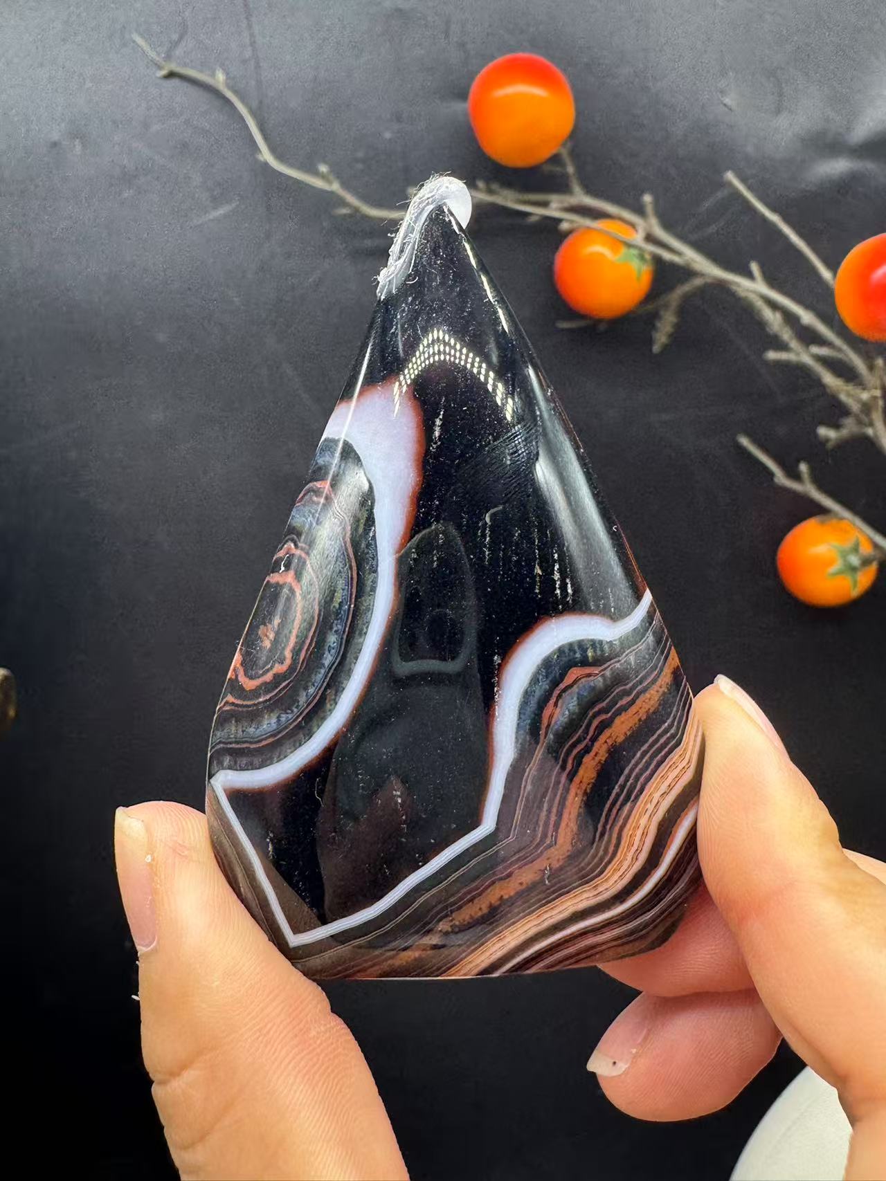 A00167 pretty onyx carnelian agate teardrop freeform good decoration