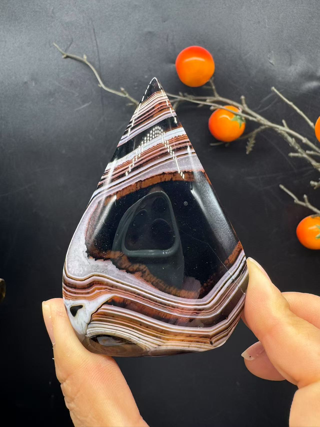 A00167 pretty onyx carnelian agate teardrop freeform good decoration