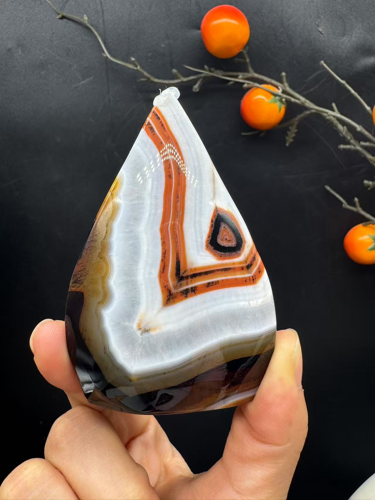 A00167 pretty onyx carnelian agate teardrop freeform good decoration