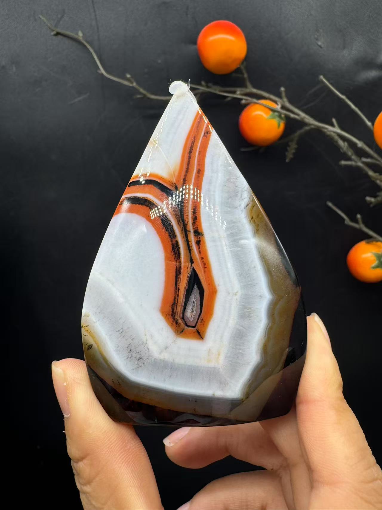 A00167 pretty onyx carnelian agate teardrop freeform good decoration