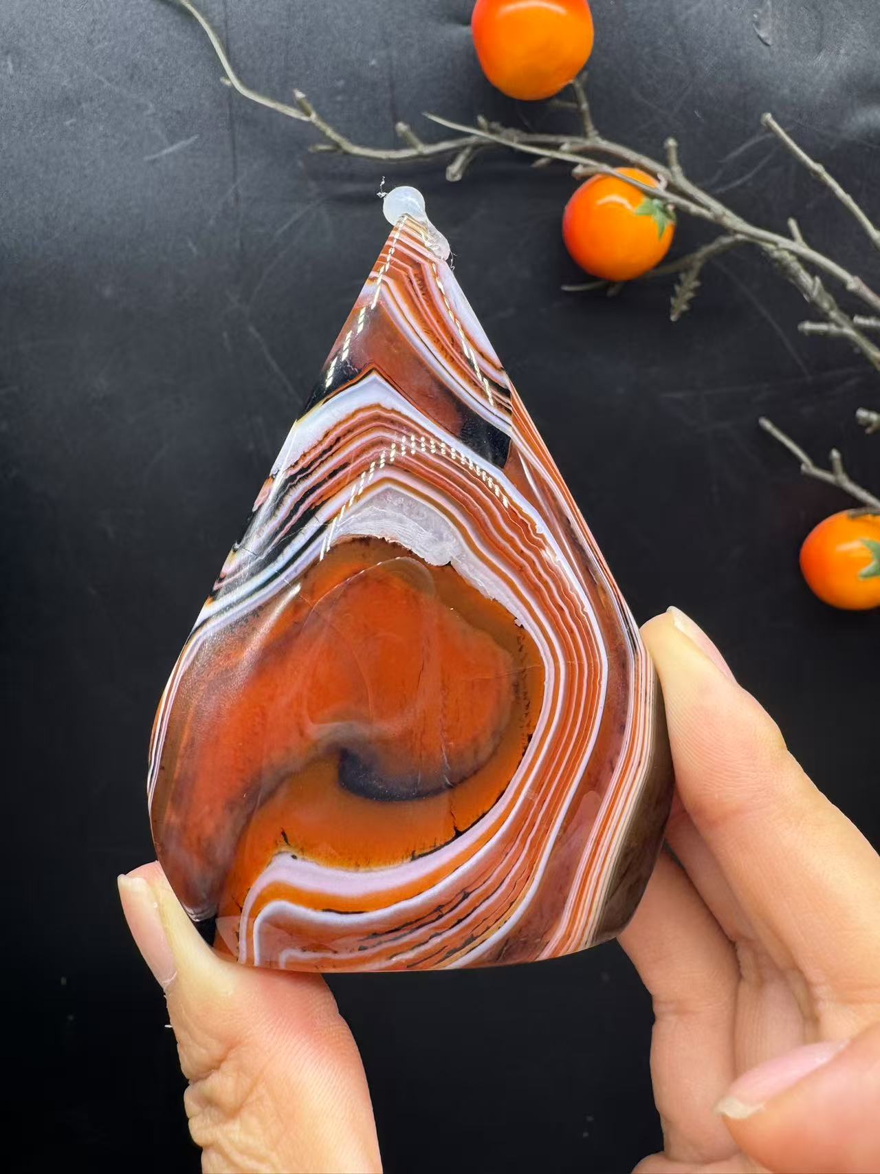 A00167 pretty onyx carnelian agate teardrop freeform good decoration