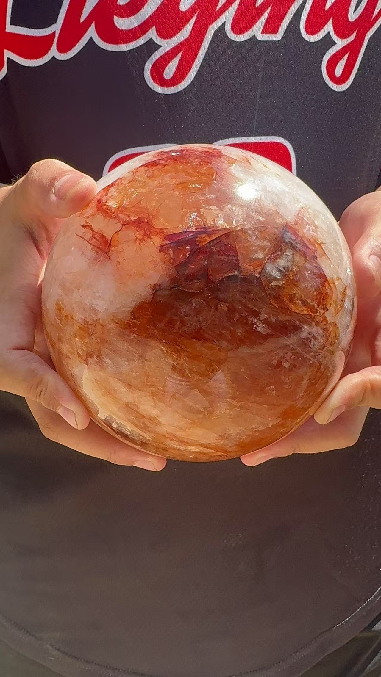 A00175 rare natural high quality fire quartz xxl sphere