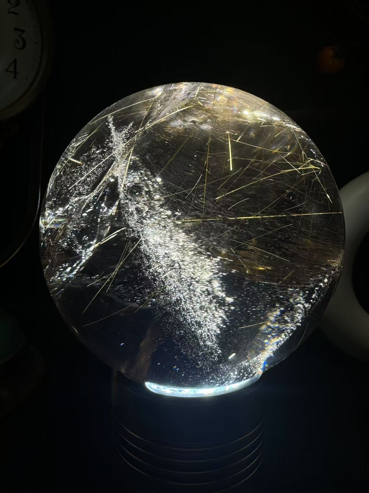 A00180 Rare natural highest dark smoky quartz with golden rutailated inside amazing rainbow