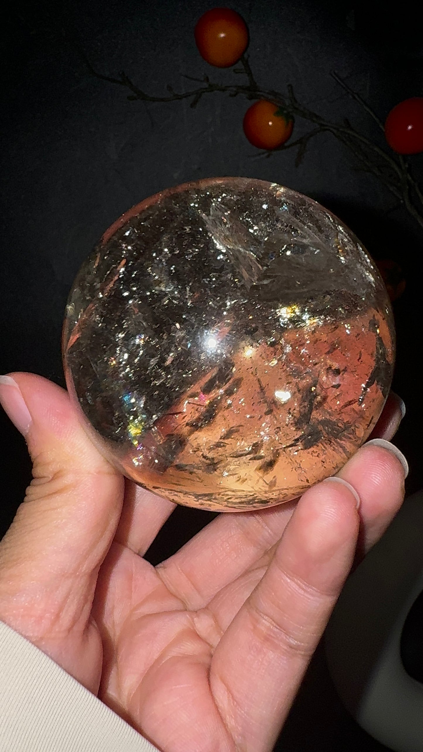 A00182 Rare natural highest Asai cirtrine sphere with amazing rainbow
