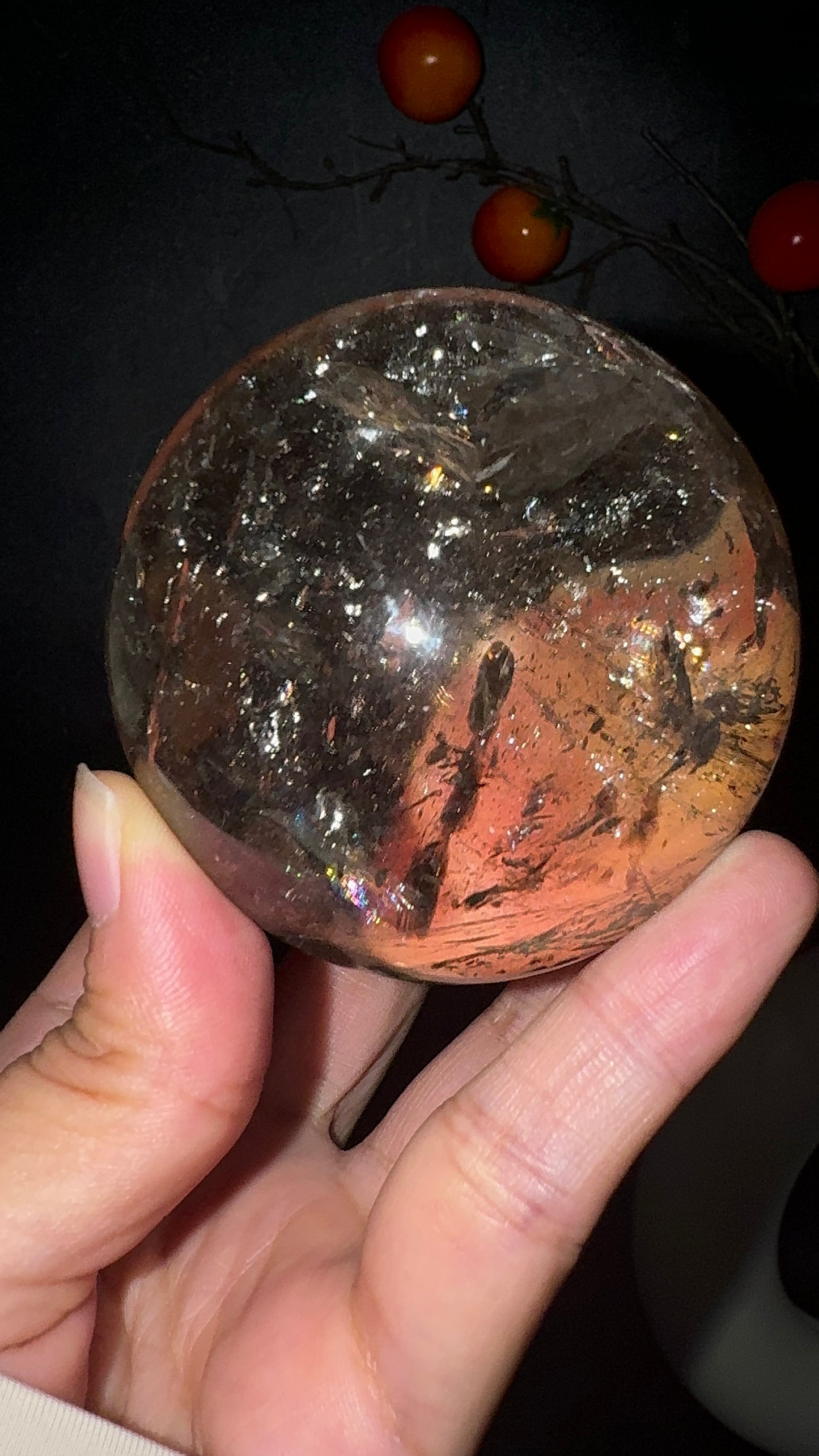 A00182 Rare natural highest Asai cirtrine sphere with amazing rainbow