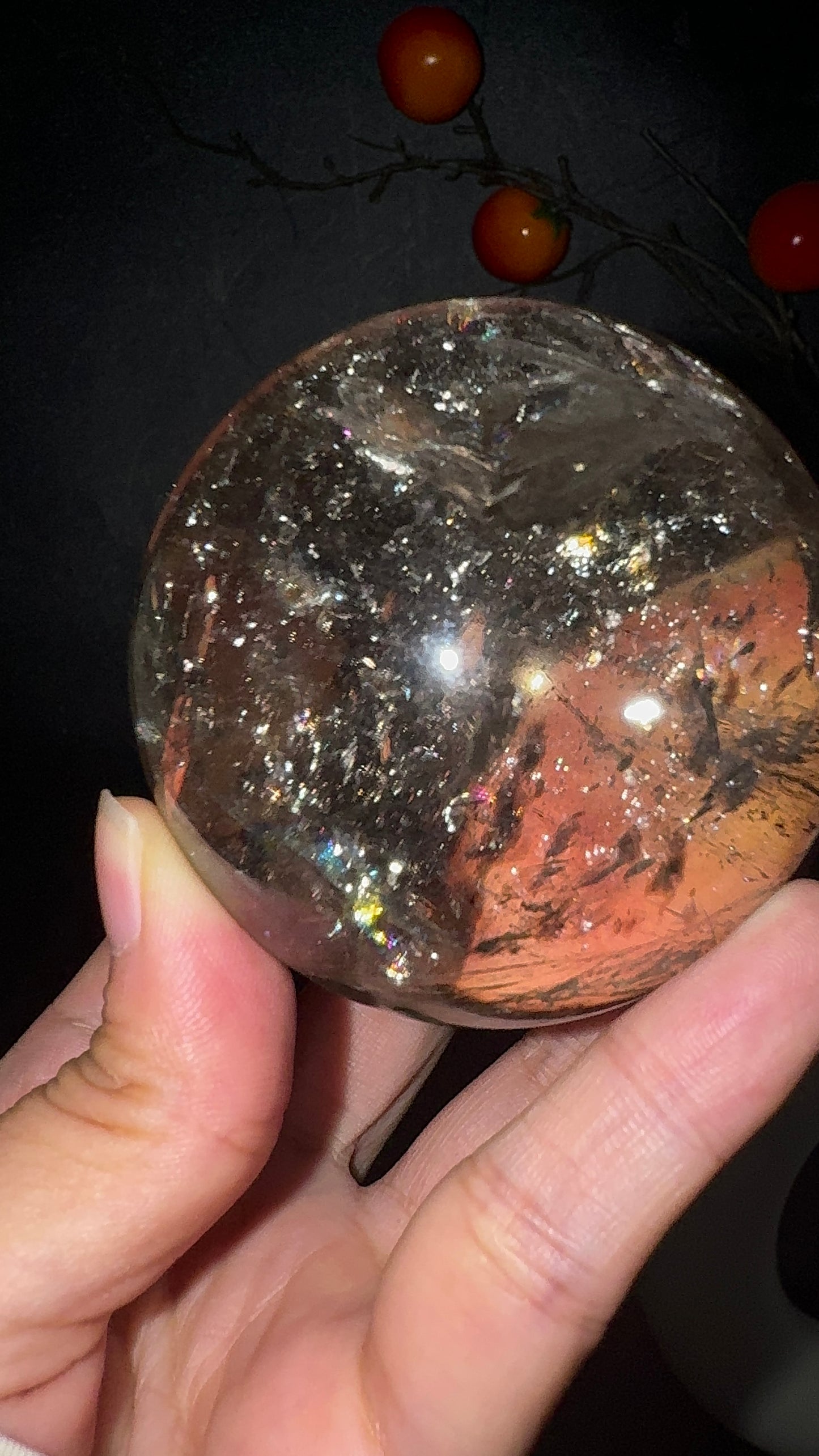 A00182 Rare natural highest Asai cirtrine sphere with amazing rainbow