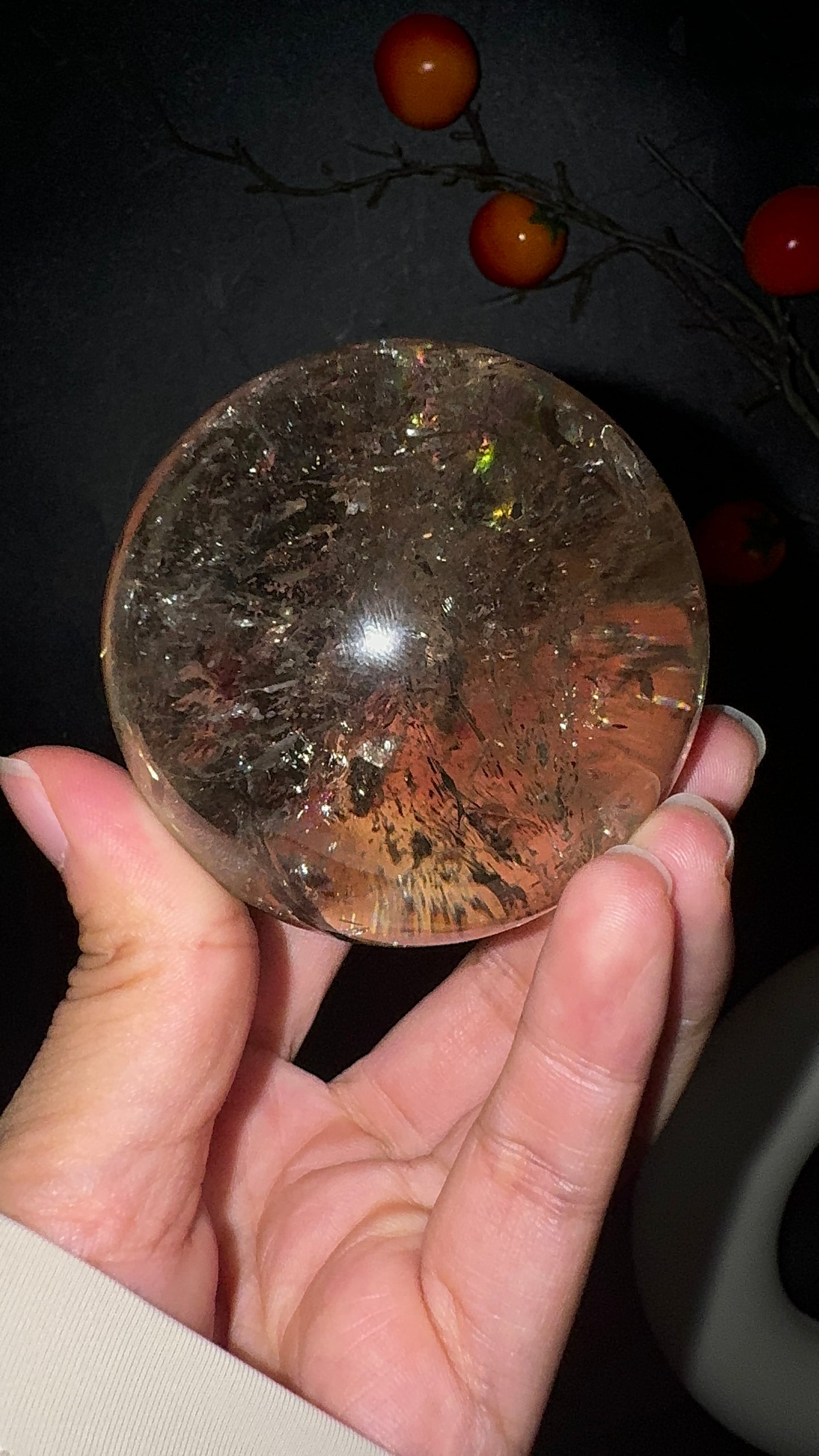 A00182 Rare natural highest Asai cirtrine sphere with amazing rainbow