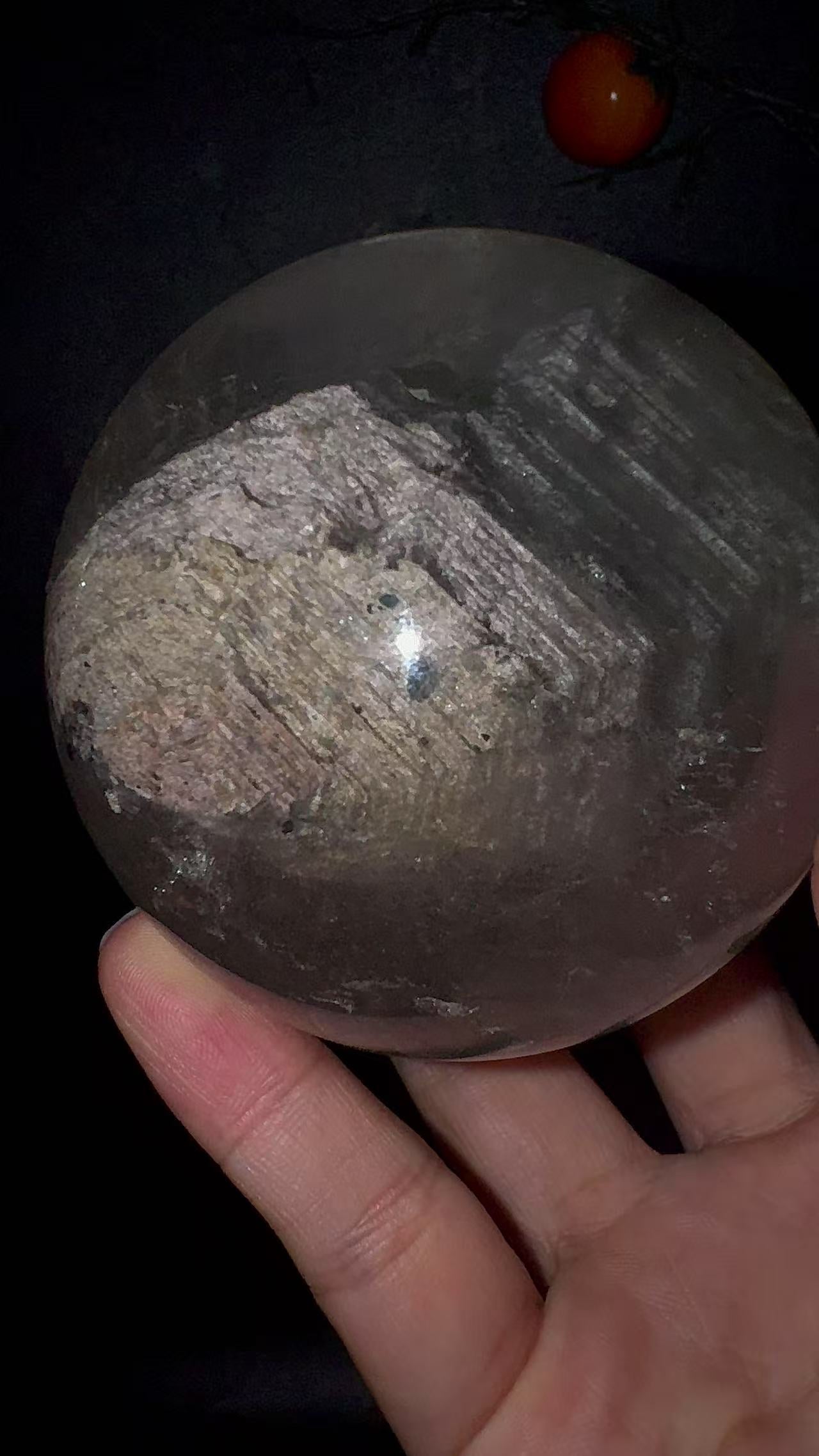 A00186 Rare natural powerful phantom garden mountain sphere with rainbow