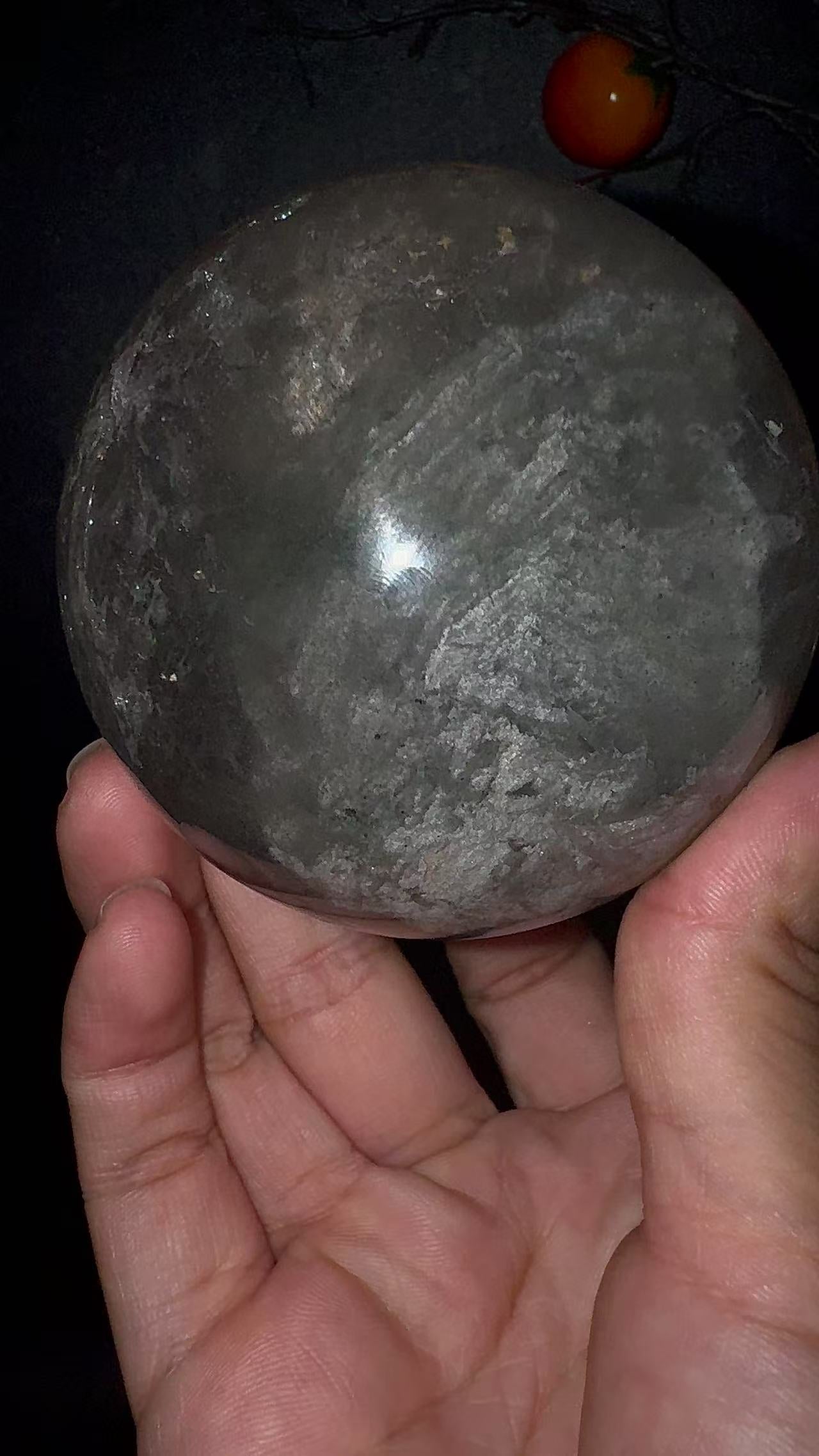 A00186 Rare natural powerful phantom garden mountain sphere with rainbow