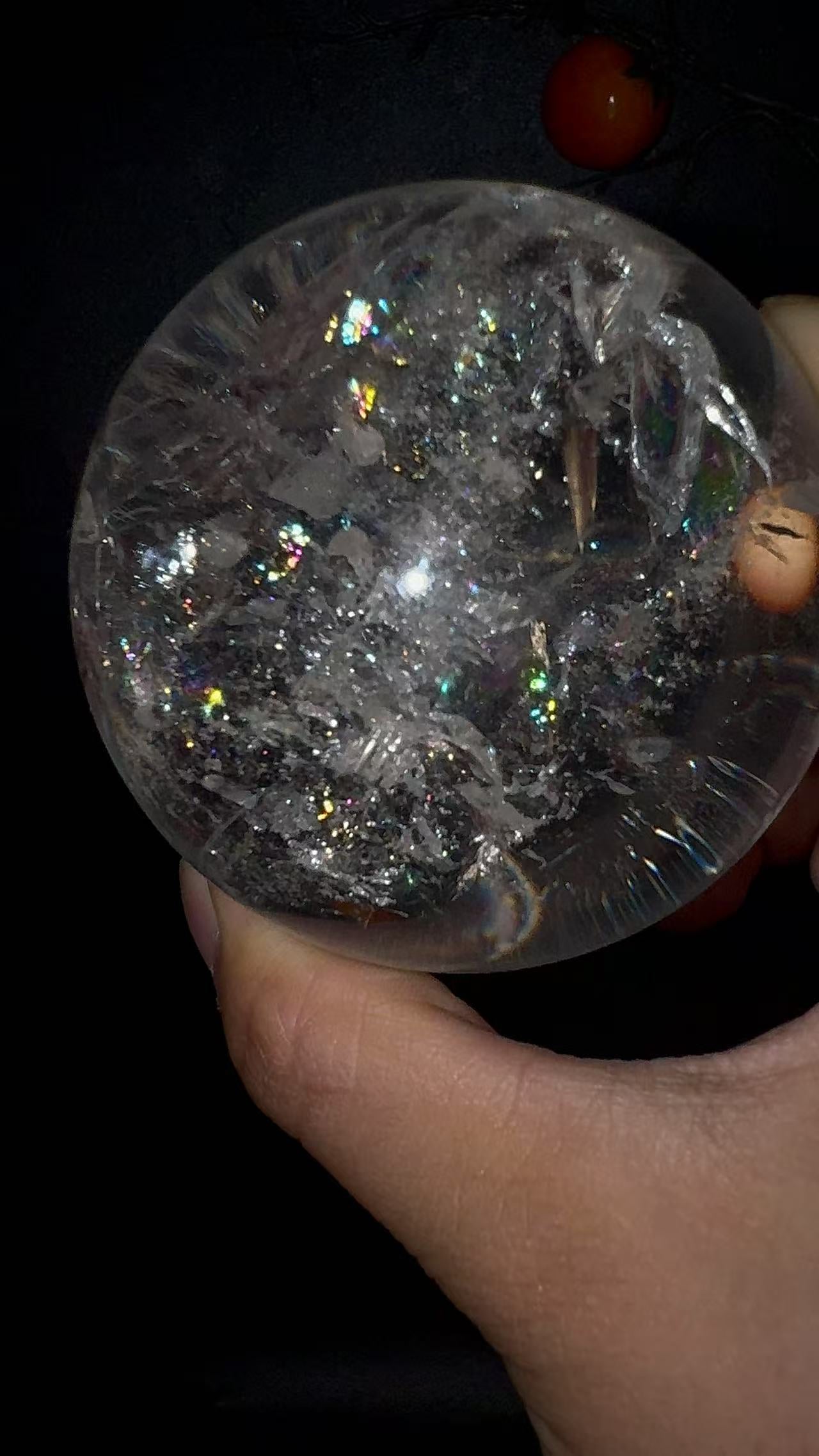 A00187 Rare natural amazing rainbow Asai clear quartz sphere