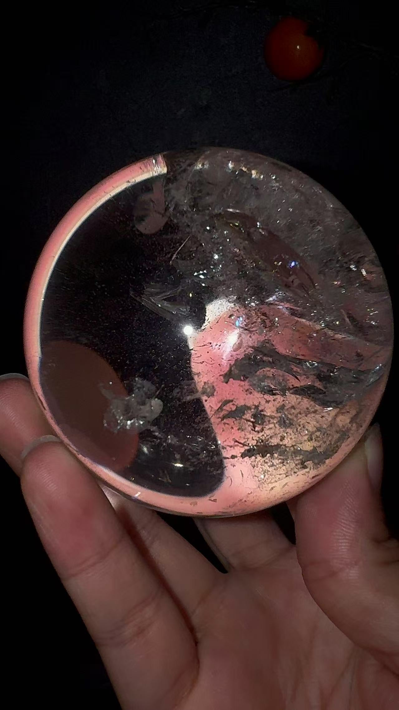 A00187 Rare natural amazing rainbow Asai clear quartz sphere