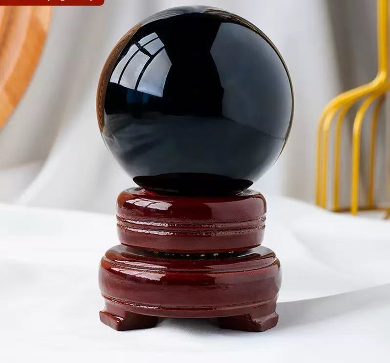 A00193 Obsidian crystal sphere decorative piece polished obsidian array energy