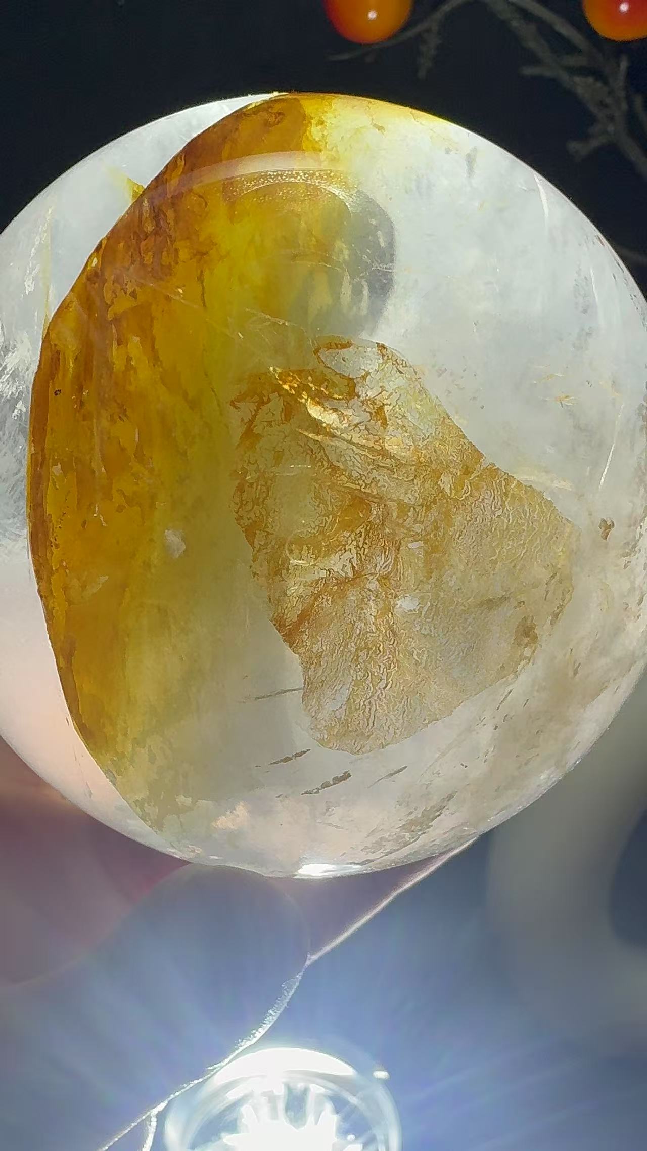 A00220 Rare natural highest quality very dazzling rainbow golden healer sphere