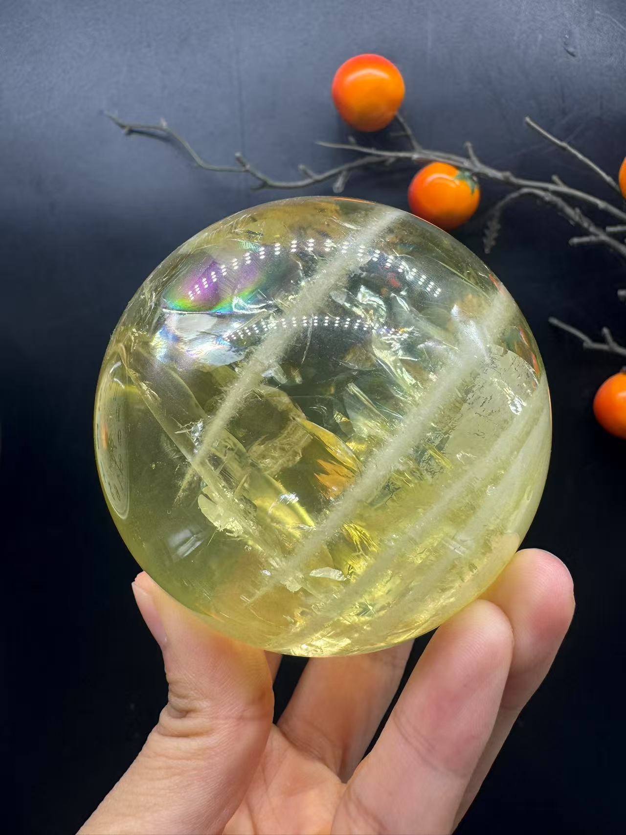 A00222 Rare natural highest quality six star galaxy Asai white amazing rainbow layer citrine sphere