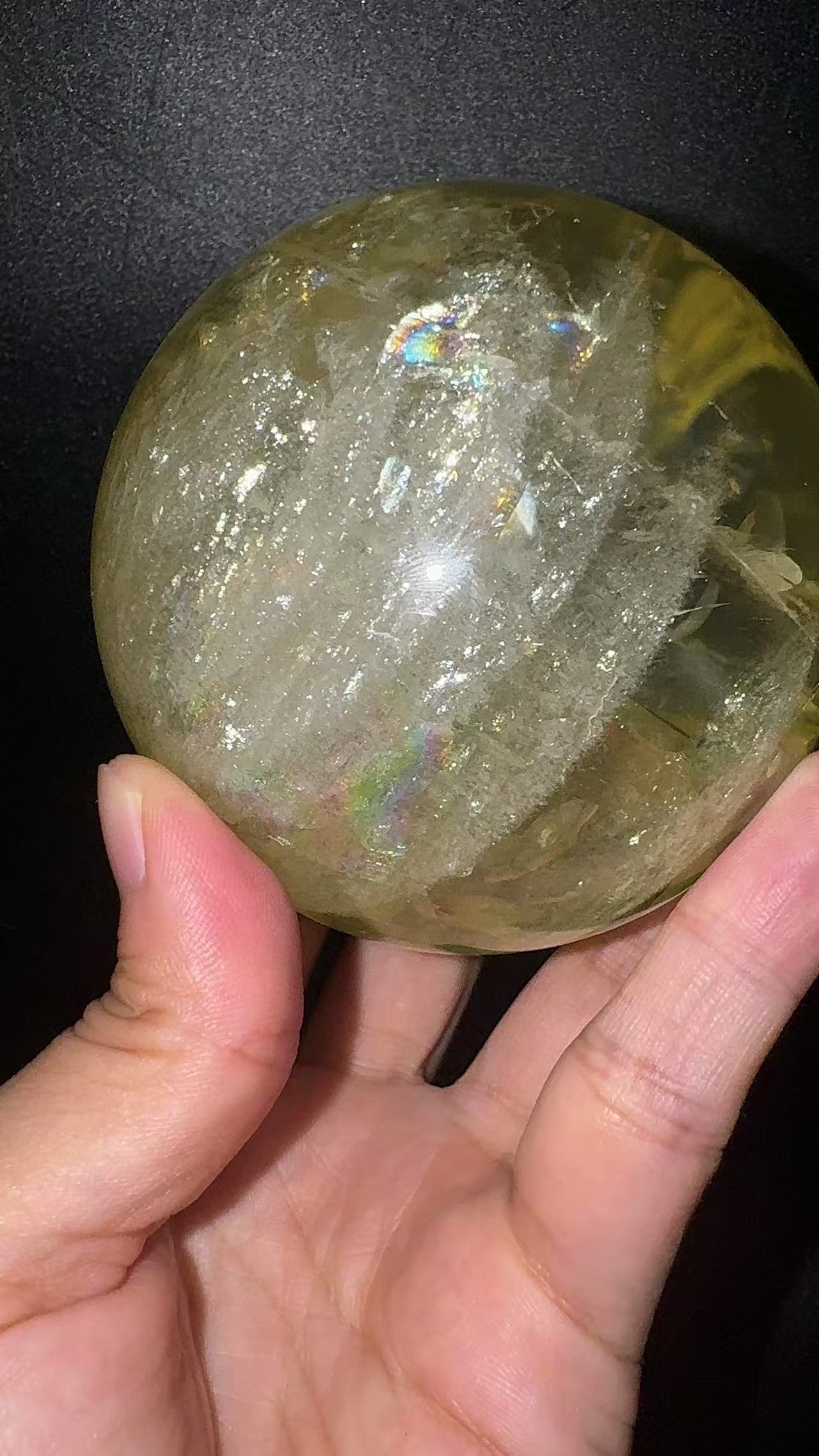 A00222 Rare natural highest quality six star galaxy Asai white amazing rainbow layer citrine sphere