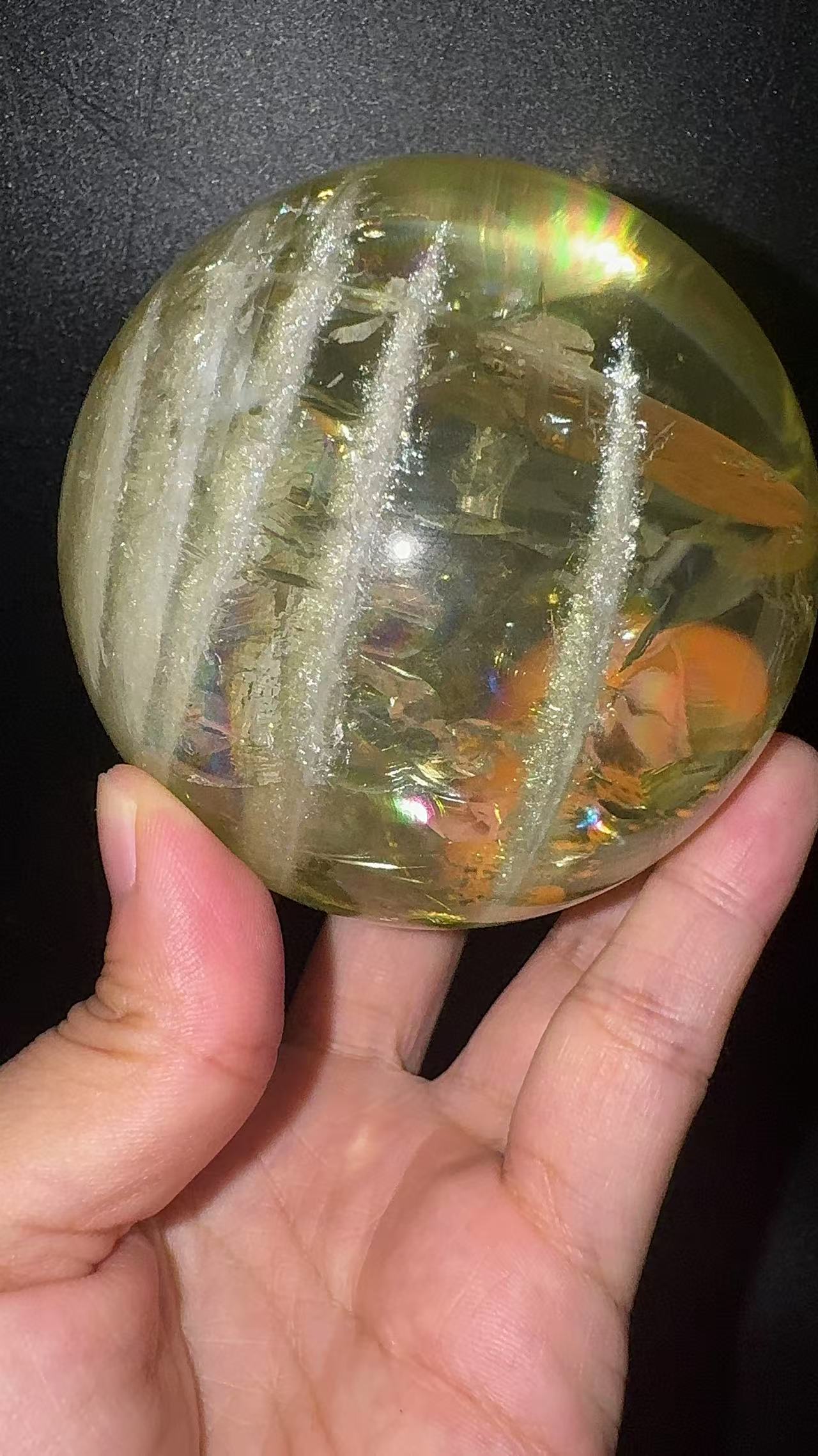 A00222 Rare natural highest quality six star galaxy Asai white amazing rainbow layer citrine sphere