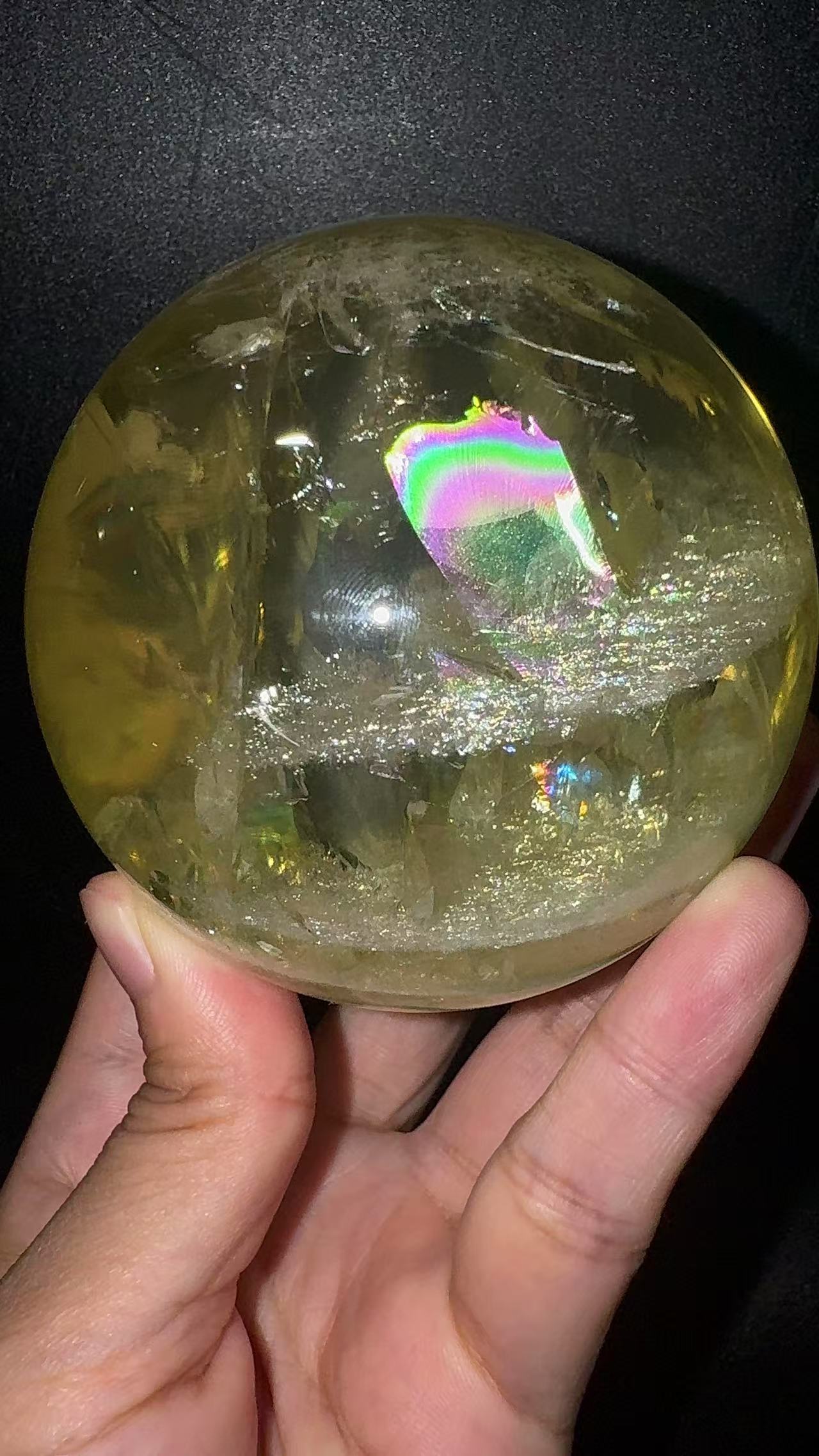 A00222 Rare natural highest quality six star galaxy Asai white amazing rainbow layer citrine sphere