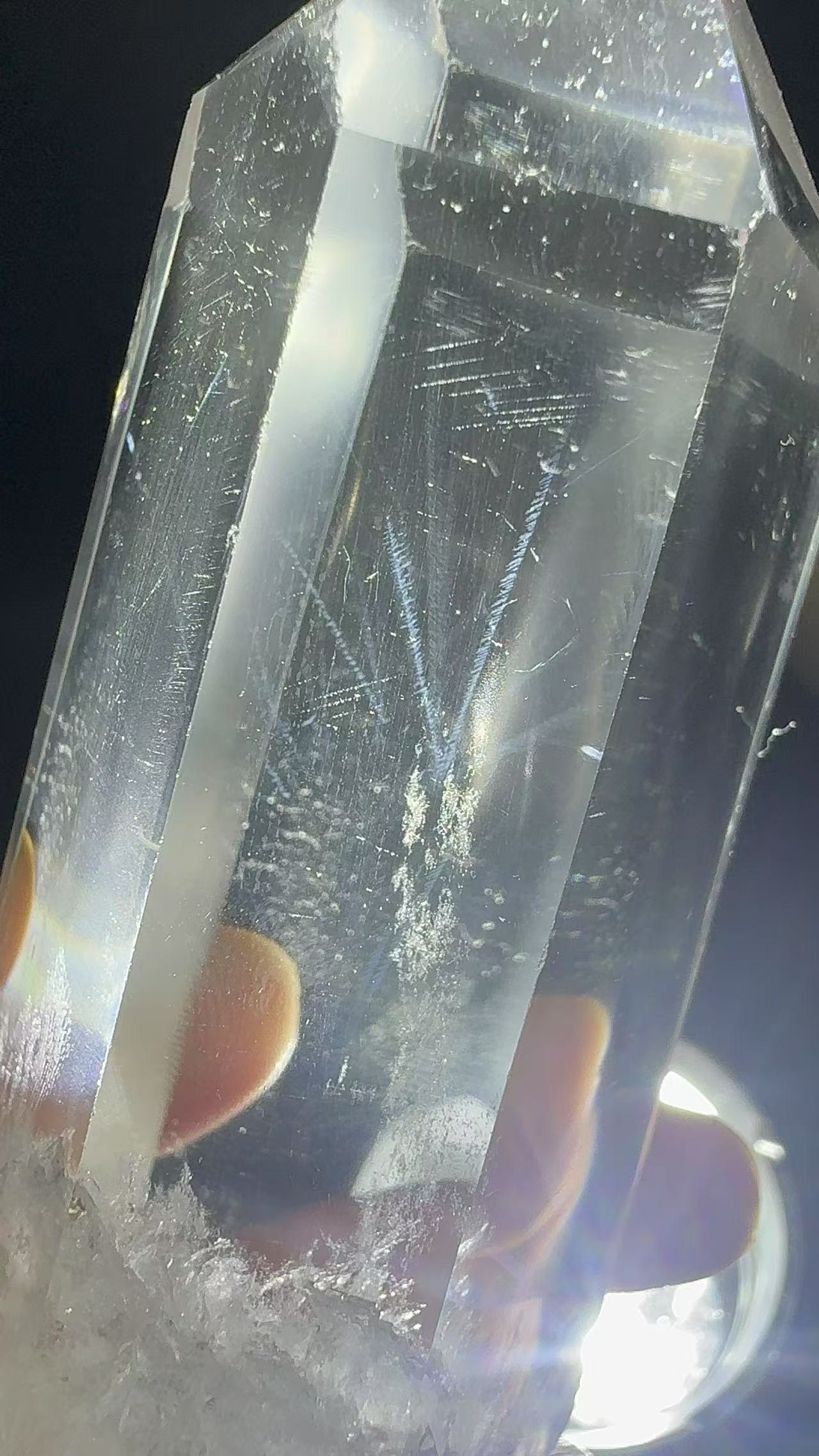 A00223 Rare natural highest quality TRANSPARENT blue feather needle clear quartz tower