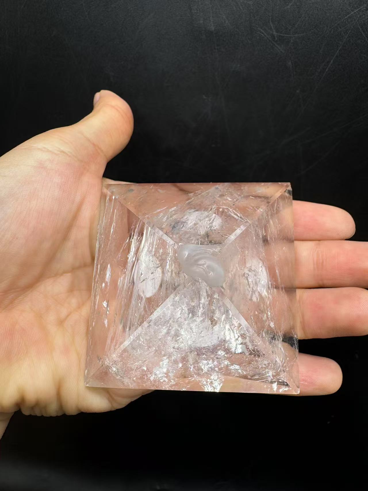 A00225 Rare natural highest quality asai rainbow clear quartz pyramid