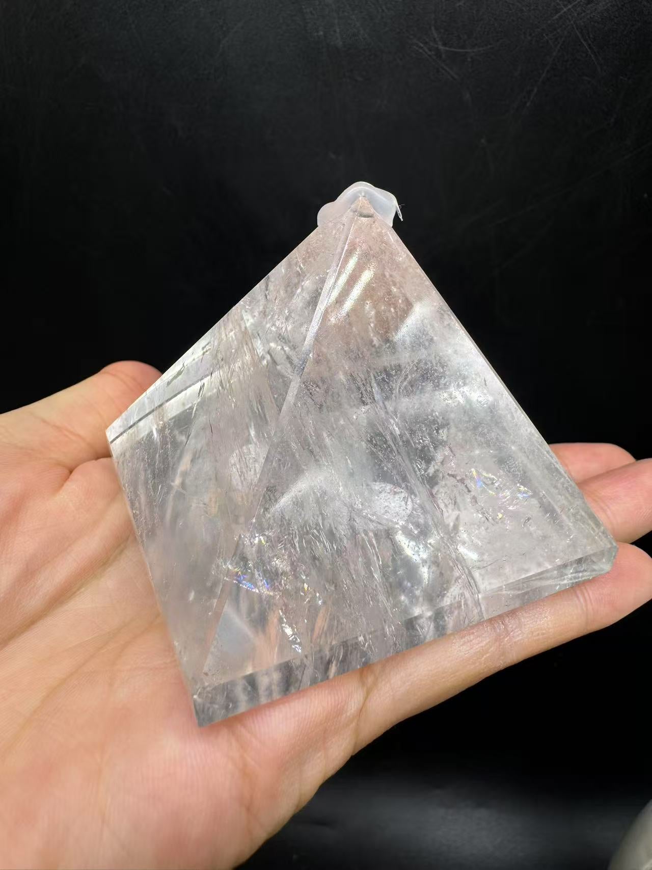 A00225 Rare natural highest quality asai rainbow clear quartz pyramid
