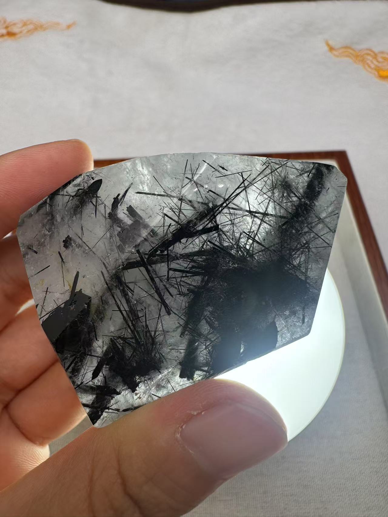 A00238 Rare natural highest quality black tourmaline and black rutilated freeform