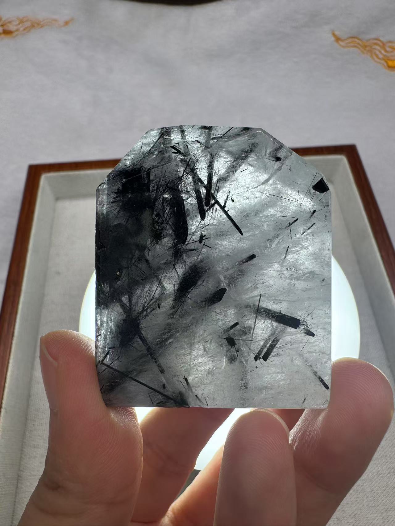 A00238 Rare natural highest quality black tourmaline and black rutilated freeform