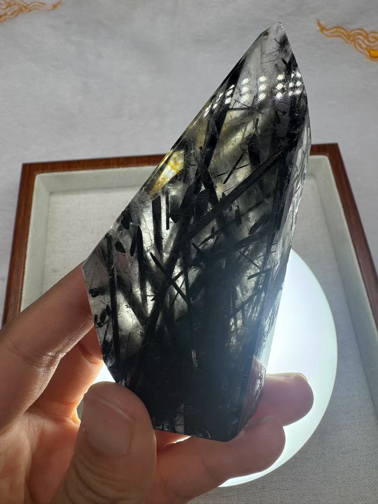 A00238 Rare natural highest quality black tourmaline and black rutilated freeform