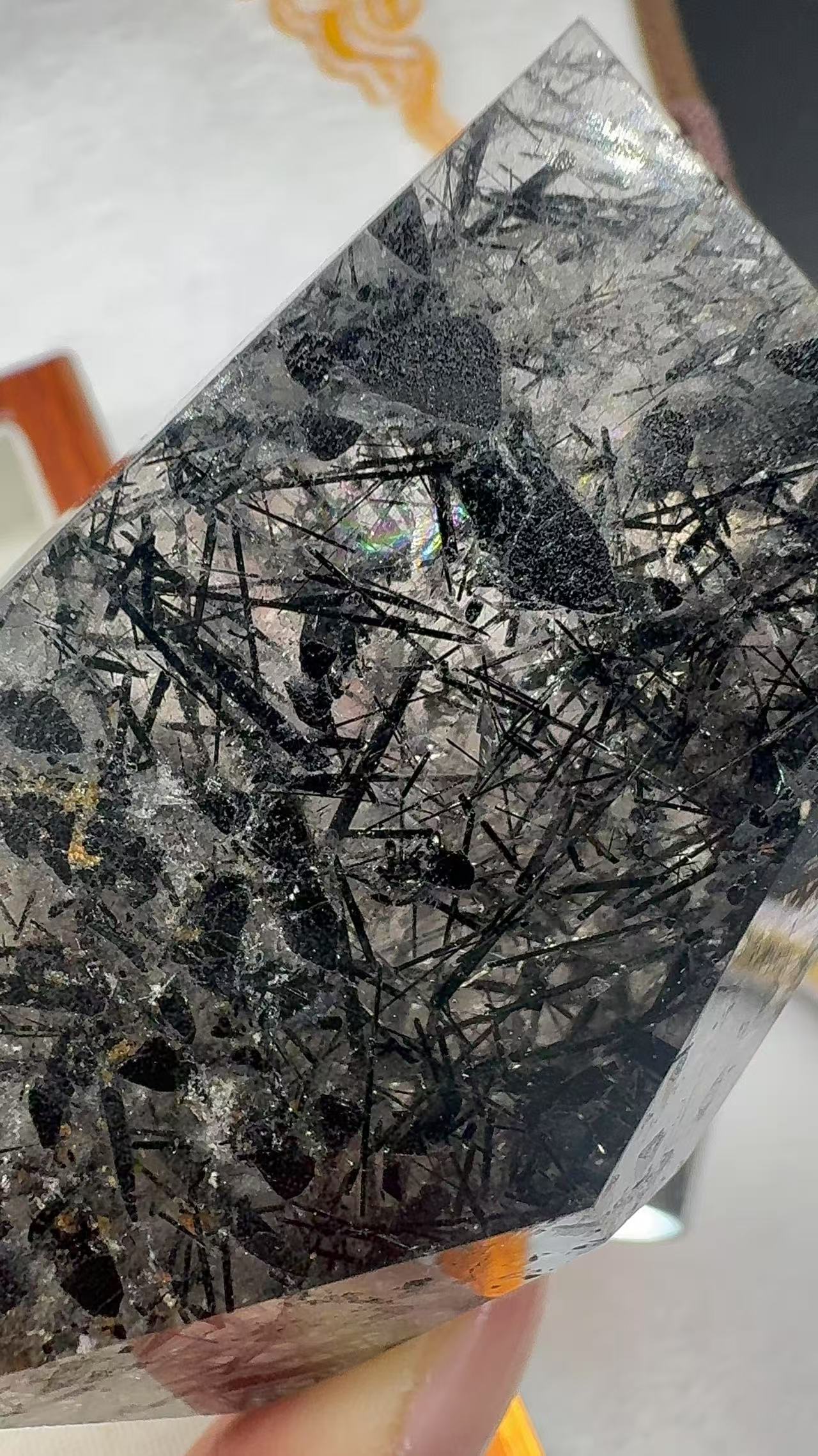 A00238 Rare natural highest quality black tourmaline and black rutilated freeform