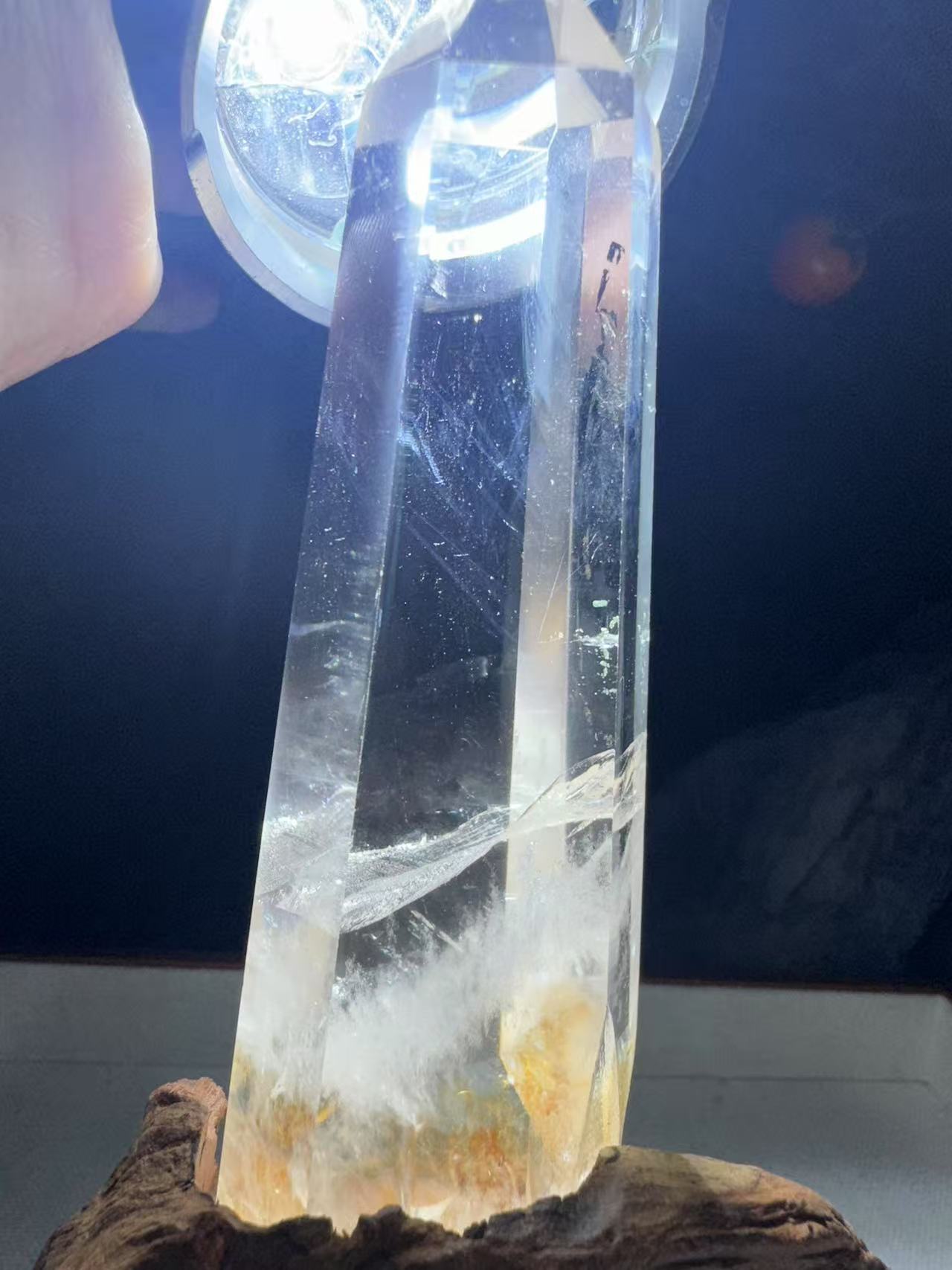 A00240 Rare natural highest quality blue needle transparent clear quartz tower with good shape