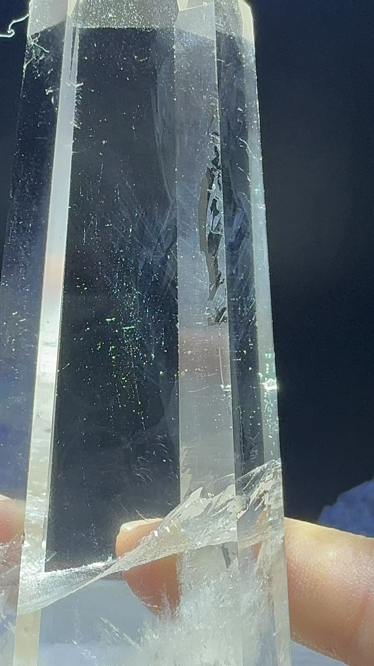 A00240 Rare natural highest quality blue needle transparent clear quartz tower with good shape