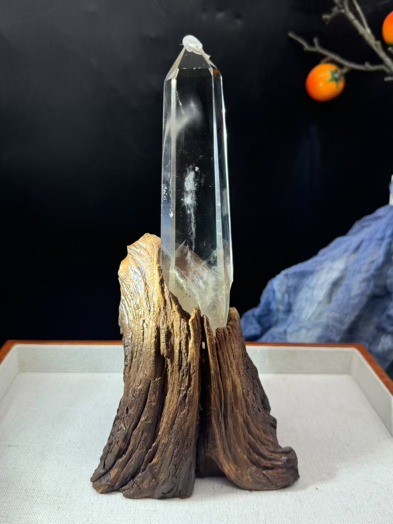 A00242 Rare natural highest quality rabbit hair phantom mountain transparent clear smokey quartz tower