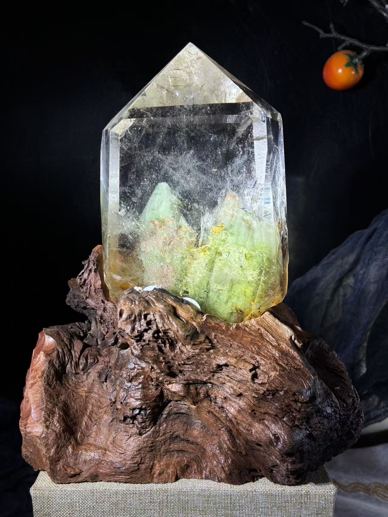 A00244 Rare natural highest quality twins jade green mountain garden tower